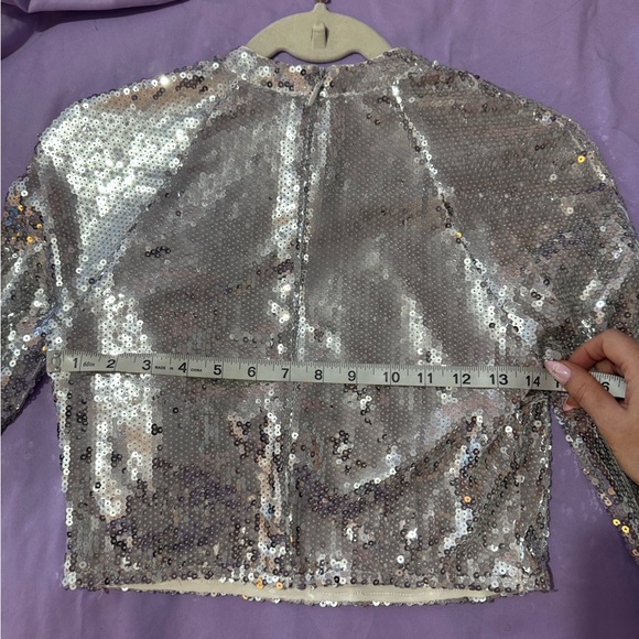 House Of CB Kasturi Silver Sequin Crop Top - Picture 7 of 8